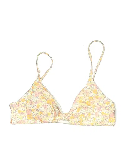 Pre-owned Minkpink Swimsuit Top Tan Floral Pattern Swimwear