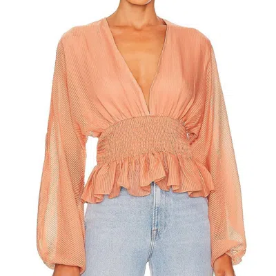 Minkpink Tahlia Shirred Blouse In Terracotta In Orange