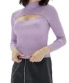 Minkpink The Tinghir Cut Out Knit Top In Lilac In Purple