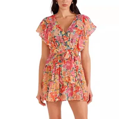 Minkpink Valla Floral Mini Dress In Orange Floral In Multi