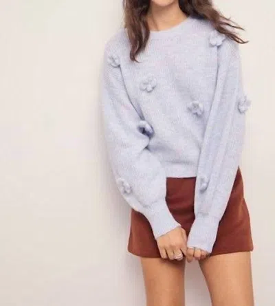 Minkpink Vera Floral Applique Knit Sweater In Soft Blue