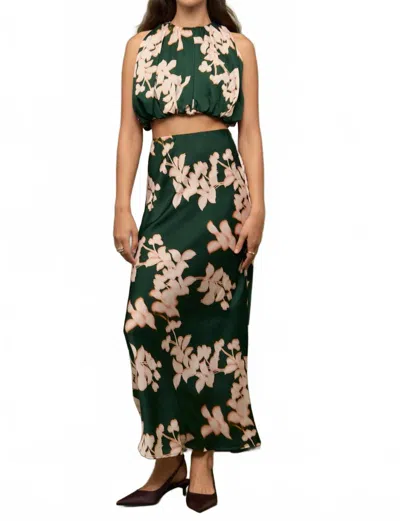 Minkpink Vilma Maxi Bias Skirt In Floral/forest Green