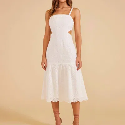 Minkpink Viola Broidery Midi Dress In White