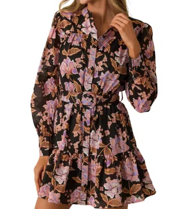 Minkpink Willow Belted Mini Dress In Floral In Purple