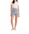 Minkpink Oliver Denim Panel Short In Light Blue In White