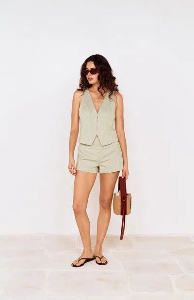 Minkpink Women's Muse Striped Shorts In Green In Neutral