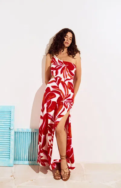Minkpink Women's Ravelo One Shoulder Maxi Dress In Red/white