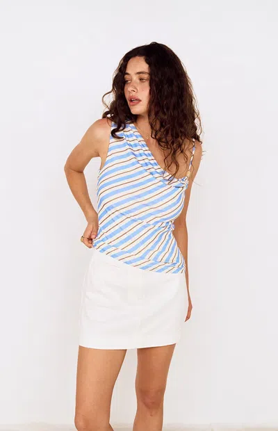 Minkpink Women's Sancia Striped Mesh Tank Top In Blue/white In Multi