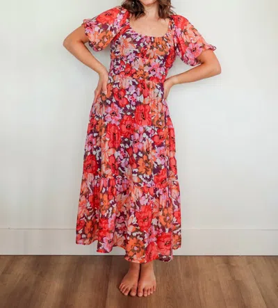 Minkpink Zanita Tiered Midi Dress In Bright Floral In Multi