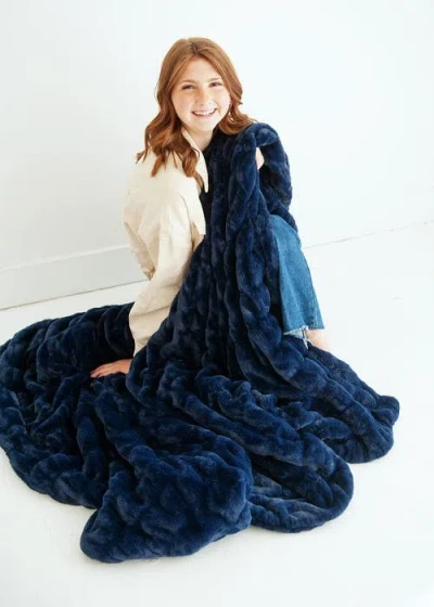 Minky Couture Hugs Navy Blanket In Blue