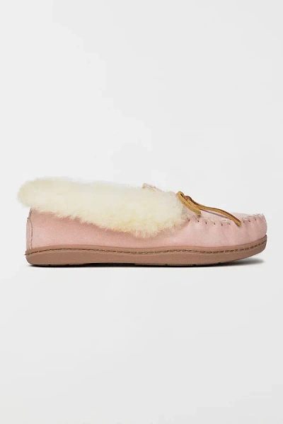 Minnetonka Alpine Suede Sheepskin Slippers In Pink Blush, Women's At Urban Outfitters