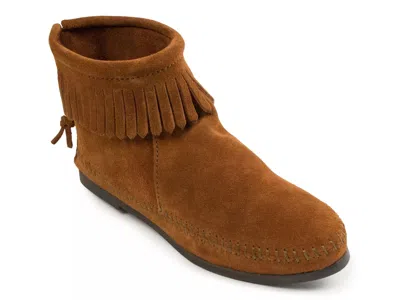 Minnetonka Back Zip Hardsole Bootie In Brown