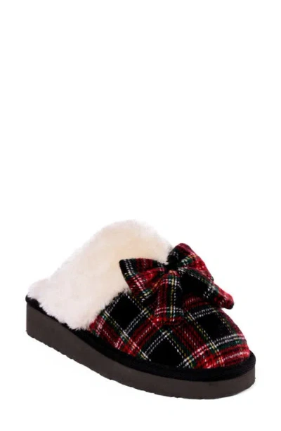 Minnetonka Bow Faux Fur Scuff Slipper In Multi