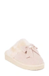 Minnetonka Bow Faux Fur Scuff Slipper In Pink