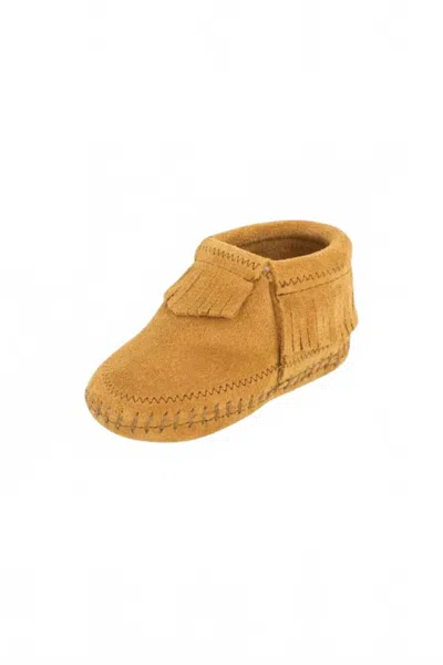 Minnetonka Kids' Boy's Riley Suede Bootie In Taupe In Orange