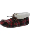 MINNETONKA CABIN BOOTIE WOMENS FAUX FUR CUSHIONED FOOTBED BOOTIE SLIPPERS