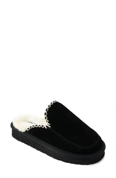 Minnetonka Café Faux Fur Scuff Slipper In Black