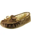 MINNETONKA CALLY WOMENS SUEDE FAUX FUR MOCCASIN SLIPPERS