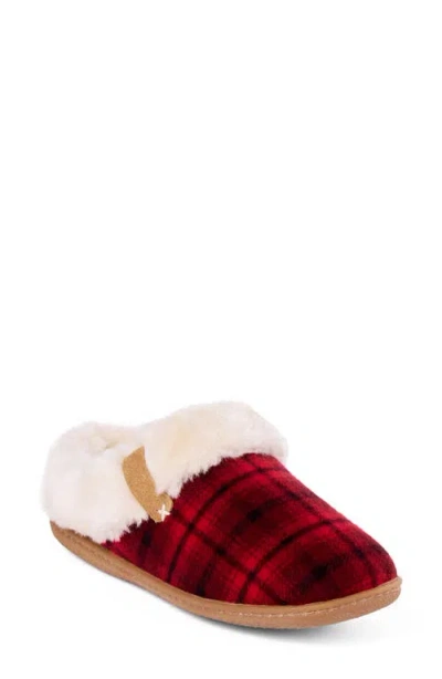 Minnetonka Camp Collar Faux Fur Scuff Slipper In Animal Print