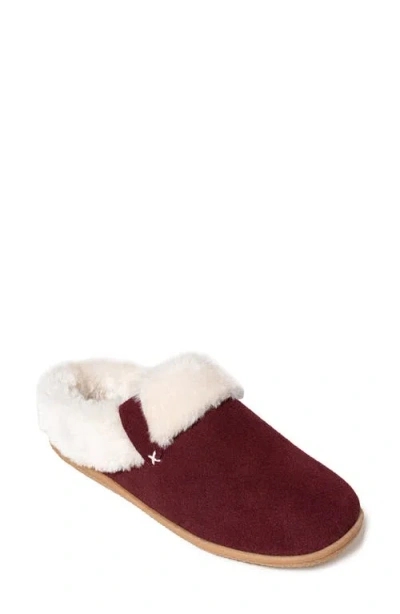 Minnetonka Camp Collar Faux Fur Scuff Slipper In Animal Print