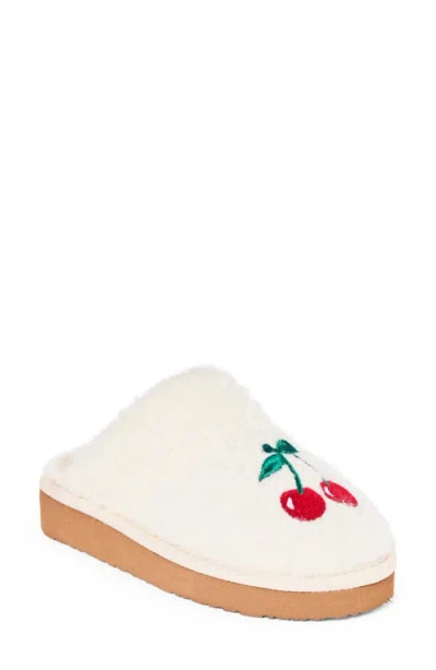Minnetonka Chesney Hi Faux Shearling Mule Slipper In Cream Cherry