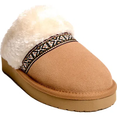 Minnetonka Corie Faux Fur Scuff Slipper In Animal Print