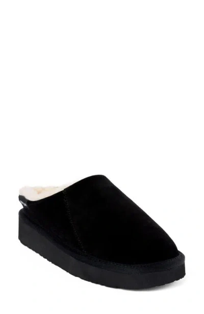 Minnetonka Coze Around Faux Fur Clog Slipper In Black