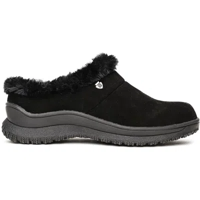 Minnetonka Emerson Womens Faux Fur Slip On Flats In Black