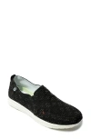 Minnetonka Expanse Slip-on Sneaker In Black Distressed Denim