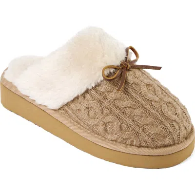 Minnetonka Flurry Faux Fur Trim Scuff Slipper In Brown