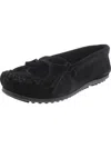 Minnetonka Womens Faux Suede Driving Moccasins Moccasins In Black