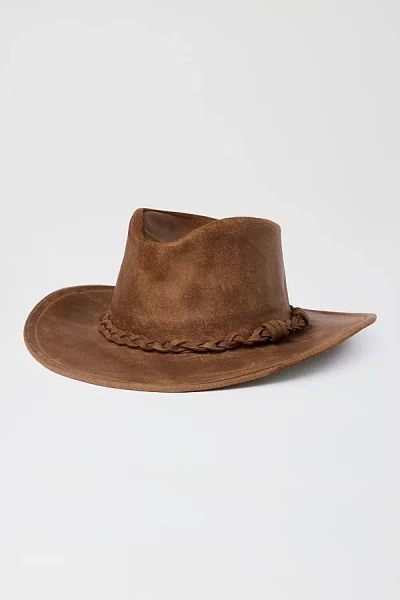 Minnetonka Leather Braided Outback Cowboy Hat In Brown, Women's At Urban Outfitters