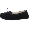 Minnetonka Lodge Trapper Womens Suede Slip On Moccasins In Black