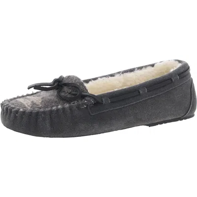 Minnetonka Lodge Trapper Womens Suede Slip On Moccasins In Multi