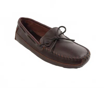 Minnetonka Men's Double Bottom Driver Cowhide Moccasin In Brown Smooth Leather