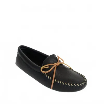 Minnetonka Men's Double Deerskin Softsole Moccasin In Black