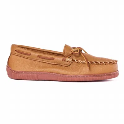 Minnetonka Men's Moosehide Classic Moccasin Shoes In Natural In Brown