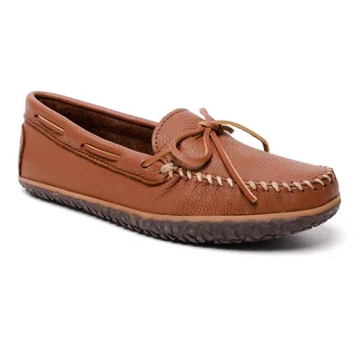 Minnetonka Men's Moosehide Tread Moccasin In Caramel