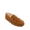 Minnetonka Men's Pile Lined Hardsole Moccasin In Brown In Multi