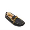 Minnetonka Men's Sheepskin Moose Flat Slipper In Black In Black
