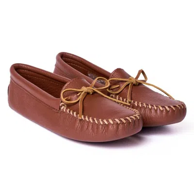 Minnetonka Men's Soft Sole Moccasin In Cherry In Red