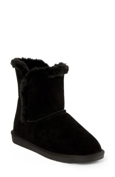 Minnetonka Milltown Water Resistant Faux Fur Bootie In Black
