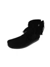 Minnetonka Moccasin Fringe Moccasin Boots In Black