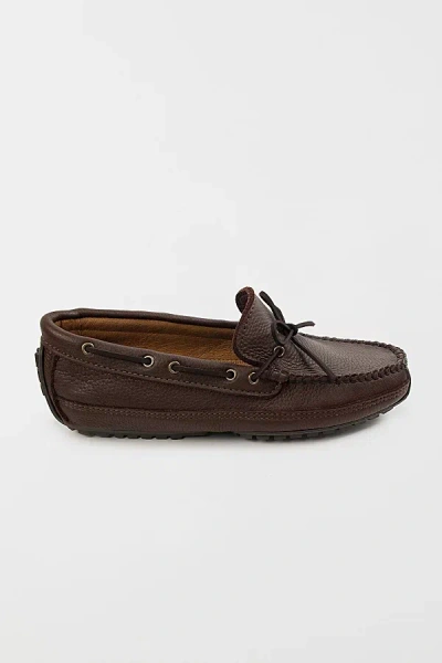 Minnetonka Moosehide Weekender Leather Moccasins Shoe In Chocolate, Men's At Urban Outfitters In Brown