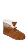Minnetonka Norean Faux Fur Lined Slipper Bootie In Tan