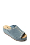 Minnetonka Paislee Wedge Sandal In Vintage Blue