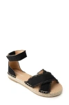 Minnetonka Pemma Ankle Strap Sandal In Black Linen