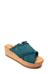 Minnetonka Posey Wedge Sandal In Blue Denim