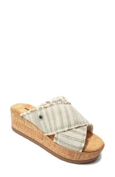 Minnetonka Posey Wedge Sandal In Taupe Stripe