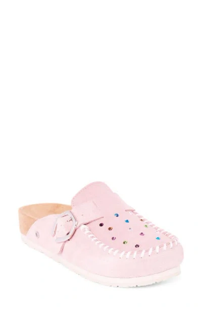 Minnetonka Rhinestone Buckle Clog In Pink